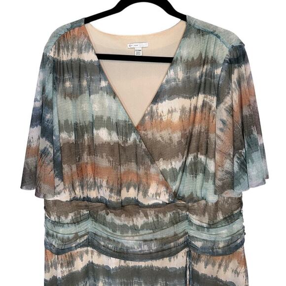 Cato Womans Layered Midi Dress Tie Dye Faux Wrap Size 22/24 - Picture 3 of 5